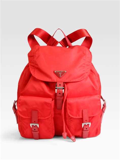 prada one shoulder backpack fabric red|Prada backpack.